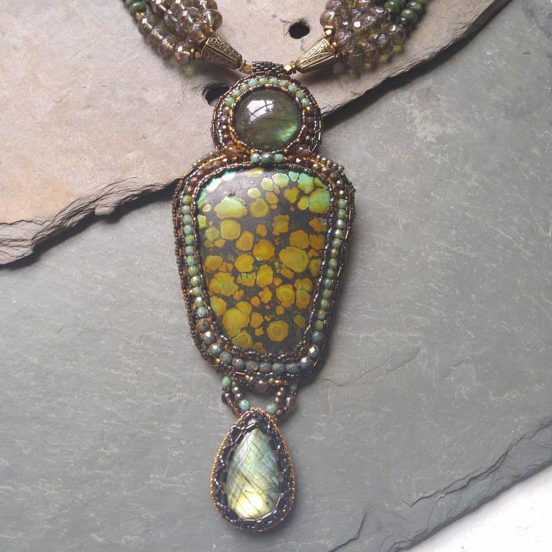 Hand Stitched Turquoise and Labradorite