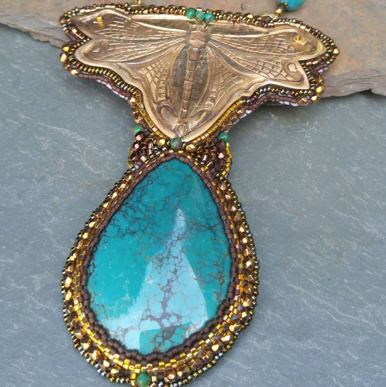 Loudees Jewelry Hand Stitched Bronze PMC Pendant
