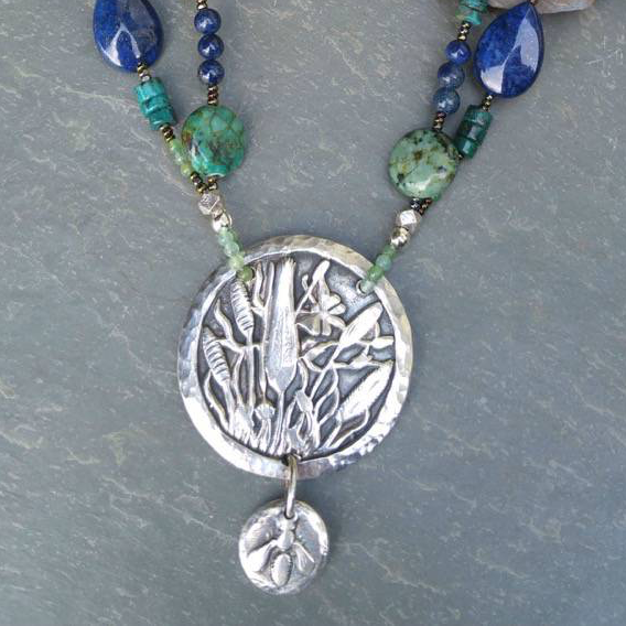 Loudees Jewelry PMC pendant with lapis
